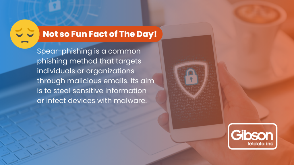 Not so fun fact of the day: spear phishing is a common phishing method that targets individuals or organizations through malicious emails.